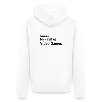 Avertissement : Peut-être crier sur les jeux vidéo - Jeux drôles - Veste à capuche bio Premium Unisexe - blanc - Dos - Thijin (182cm)