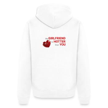 My Girlfriend Is Hotter Than You Heart Shirt - Veste à capuche bio Premium Unisexe - blanc - Dos - Thijin (182cm)