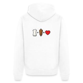 Ayran + Döner = Love - Unisex Premium Bio Zip Hoodie - Weiß - Hinten - Thijin (182cm)