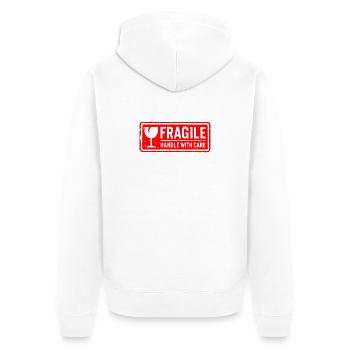Fragile Handle with Care Versandmarkenvektor - Unisex Premium Bio Zip Hoodie - Weiß - Hinten - Thijin (182cm)