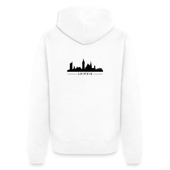 Leipzig Skyline - Unisex Premium Bio Zip Hoodie - Weiß - Hinten - Thijin (182cm)