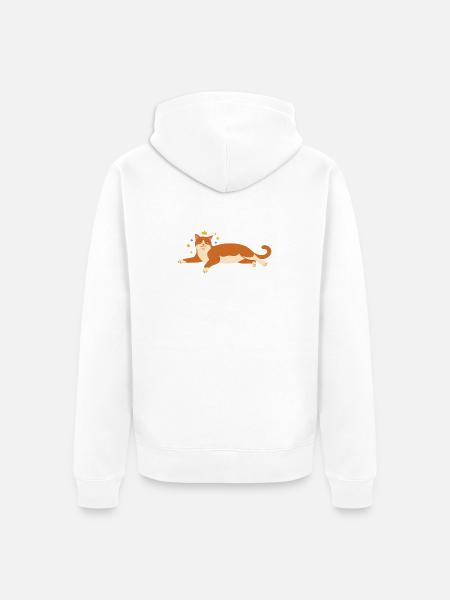 Katzenkönig im Lounge - Unisex Premium Bio Zip Hoodie - Weiß