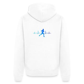 Geschenkidee für einen Running mit Running - Unisex Premium Bio Zip Hoodie - Weiß - Hinten - Thijin (182cm)