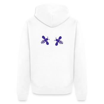 Zwei symmetrie Bienen in Lila - Unisex Premium Bio Zip Hoodie - Weiß - Hinten - Thijin (182cm)