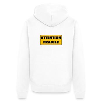 Attention Fragile - Veste à capuche bio Premium Unisexe - blanc - Dos - Thijin (182cm)