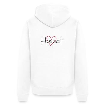 Heimat Herz - Unisex Premium Bio Zip Hoodie - Weiß - Hinten - Thijin (182cm)