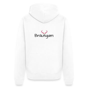 Bräutigam Geweih shirt Junggesellenabschied - Unisex Premium Bio Zip Hoodie - Weiß - Hinten - Thijin (182cm)