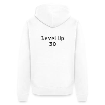 Level Up - 30. Geburtstag - Unisex Premium Bio Zip Hoodie - Weiß - Hinten - Thijin (182cm)