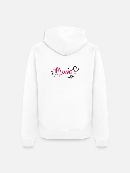 Music Script Music Notes Heart Music Festival - Unisex Premium Organic Zip Hoodie - white