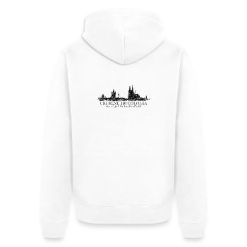 UBI BENE IBI COLONIA Kölner Skyline von Köln - Unisex Premium Bio Zip Hoodie - Weiß - Hinten - Thijin (182cm)
