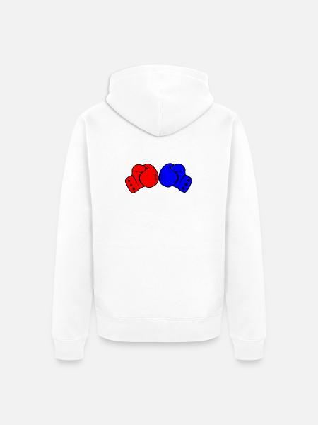 Zwei Boxhandschuhe rot und blau - Unisex Premium Bio Zip Hoodie - Weiß