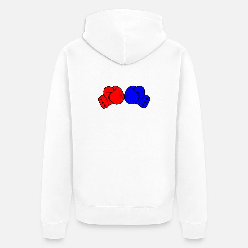Zwei Boxhandschuhe rot und blau - Unisex Premium Bio Zip Hoodie - Weiß