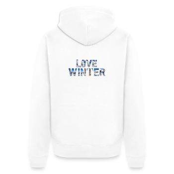 Love Winter - Skiing Winter Sports - Unisex Premium Bio Zip Hoodie - Weiß - Hinten - Thijin (182cm)