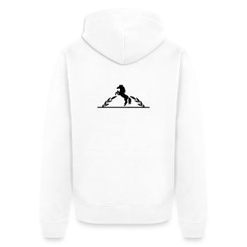Cheval cabré en demi-couronne de laurier - Veste à capuche bio Premium Unisexe - blanc - Dos - Thijin (182cm)
