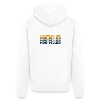 Montpellier Gradient Wortkunst - Unisex Premium Bio Zip Hoodie - Weiß - Hinten - Thijin (182cm)