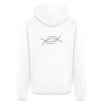 Zeichnung zwei Fische ineinander - Unisex Premium Bio Zip Hoodie - Weiß - Hinten - Thijin (182cm)