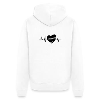 Dresden Herzschlag Liebe Herz Stadt Illustration - Unisex Premium Bio Zip Hoodie - Weiß - Hinten - Thijin (182cm)