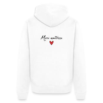 MISTRESS. THANK YOU. THANK YOU MISTRESS - Unisex Premium Organic Zip Hoodie - white - Back - Thijin (182cm)