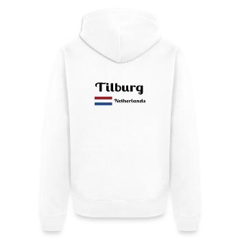 Tilburg, Niederlande - Stilvolle Drucke - Unisex Premium Bio Zip Hoodie - Weiß - Hinten - Thijin (182cm)