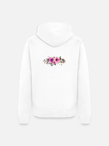 Aquarell Pinkrosen Linie - Unisex Premium Bio Zip Hoodie - Weiß