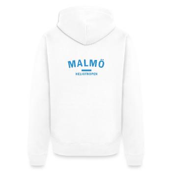 Wachsendes Malmö Heliotrop Design - Unisex Premium Bio Zip Hoodie - Weiß - Hinten - Thijin (182cm)