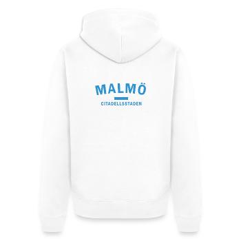 Bunte Skyline der Stadt in Malmö - Unisex Premium Bio Zip Hoodie - Weiß - Hinten - Thijin (182cm)