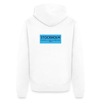 Stockholmer Stadtsymbol-Design - Unisex Premium Bio Zip Hoodie - Weiß - Hinten - Thijin (182cm)
