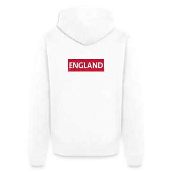 Drapeau de l’Angleterre avec texte patriotique - Veste à capuche bio Premium Unisexe - blanc - Dos - Thijin (182cm)