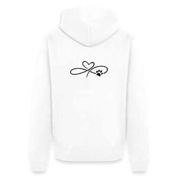 Infinity Herz mit Pfote Katze Hund - Unisex Premium Bio Zip Hoodie - Weiß - Hinten - Thijin (182cm)