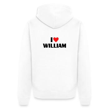 I love William Rotes Herz Liebe Fan Geschenk - Unisex Premium Bio Zip Hoodie - Weiß - Hinten - Thijin (182cm)