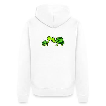 2 turtles long neck kissing couple love team - Unisex Premium Organic Zip Hoodie - white - Back - Thijin (182cm)