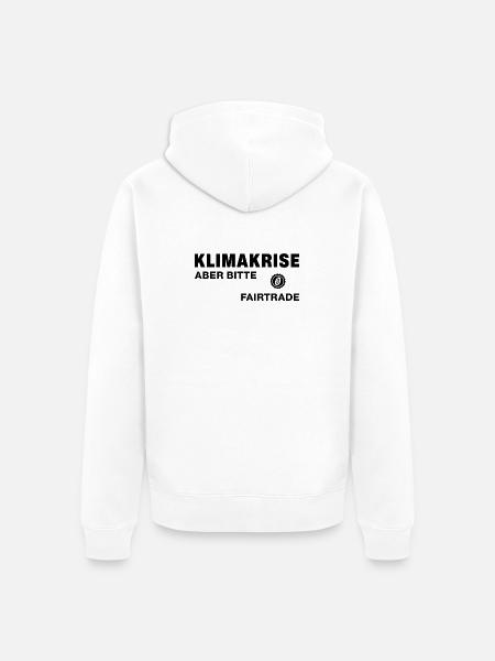 Klimakrise – aber bitte Fairtrade - Unisex Premium Bio Zip Hoodie - Weiß