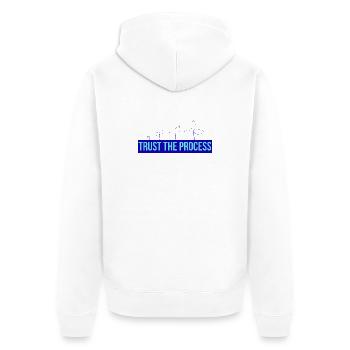 Vertrau Dem Prozess Pflänzchen - Unisex Premium Bio Zip Hoodie - Weiß - Hinten - Thijin (182cm)