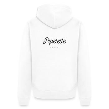 Pipelette_ von der Mutter zur fille_noir - Unisex Premium Bio Zip Hoodie - Weiß - Hinten - Thijin (182cm)