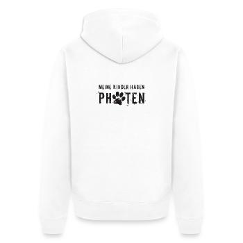 Mein Kind hat Pfoten - Unisex Premium Bio Zip Hoodie - Weiß - Hinten - Thijin (182cm)