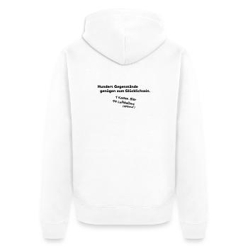 100 Gegenstaende - Unisex Premium Bio Zip Hoodie - Weiß - Hinten - Thijin (182cm)