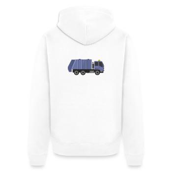 Müllwagen - Unisex Premium Bio Zip Hoodie - Weiß - Hinten - Thijin (182cm)