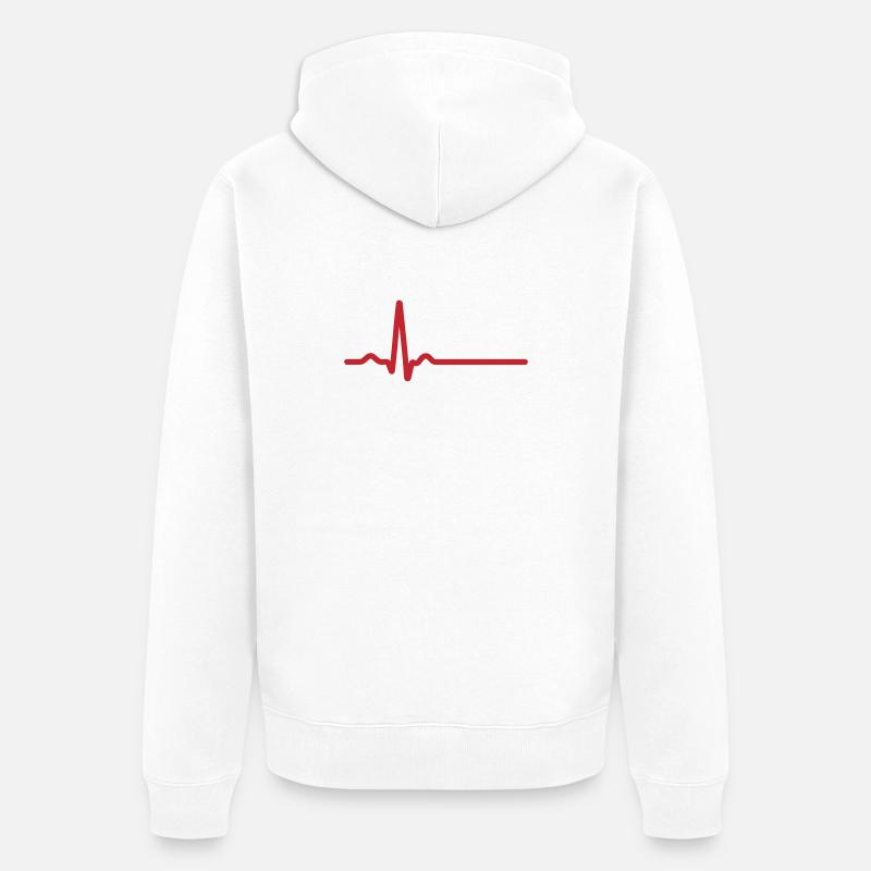 Icône rouge de la ligne ECG - Veste à capuche bio Premium Unisexe - blanc