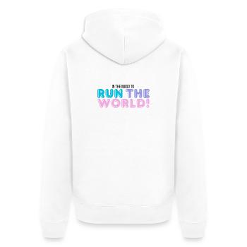 Ich regiere die Welt - Unisex Premium Bio Zip Hoodie - Weiß - Hinten - Thijin (182cm)