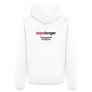 Starr länger. Ich erkläre jede Sekunde! - Unisex Premium Bio Zip Hoodie - Weiß - Hinten - Thijin (182cm)