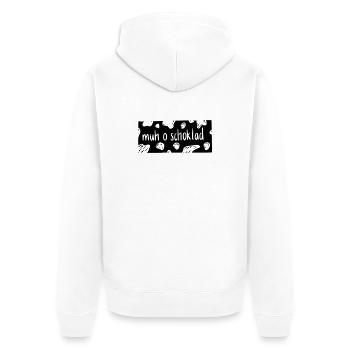 Muh o Schoklad - Unisex Premium Bio Zip Hoodie - Weiß - Hinten - Thijin (182cm)