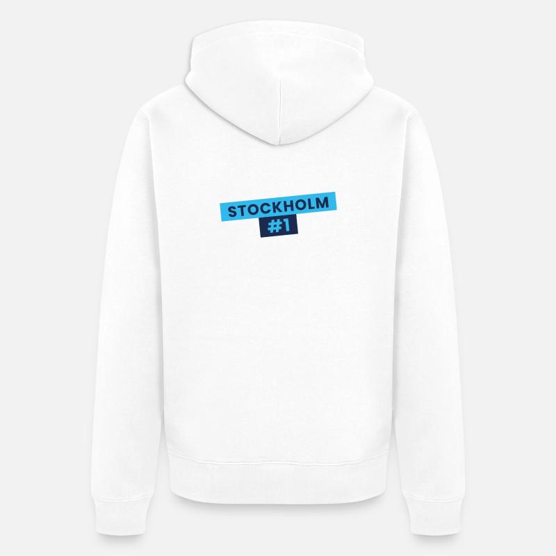 Conception de la bannière Stockholm #1 - Veste à capuche bio Premium Unisexe - blanc