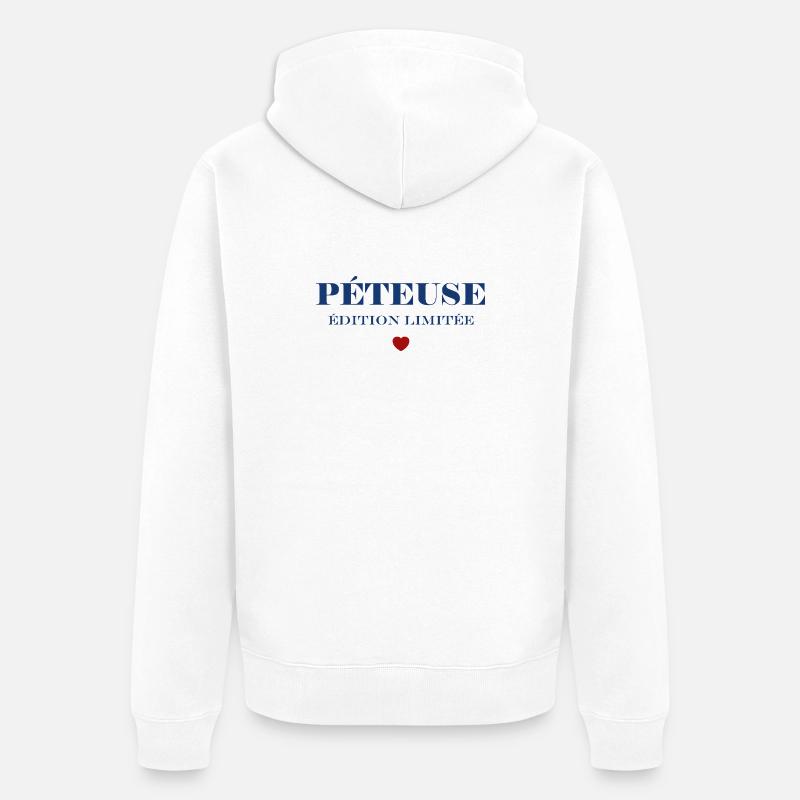PÉTEUSE Édition Limitée Bleu - Veste à capuche bio Premium Unisexe - blanc