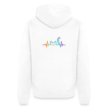 Katze Herzschlag Katzenliebhaber Geschenkidee - Unisex Premium Bio Zip Hoodie - Weiß - Hinten - Thijin (182cm)