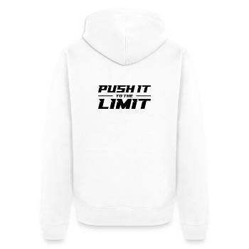Push It To The Limit - Unisex Premium Organic Zip Hoodie - white - Back - Thijin (182cm)