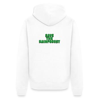 save the rainforest - Unisex Premium Bio Zip Hoodie - Weiß - Hinten - Thijin (182cm)