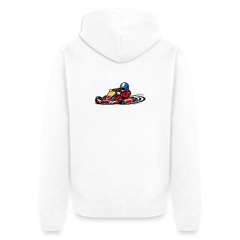 Red racing kart driver in speed sports - Unisex Premium Organic Zip Hoodie - white - Back - Thijin (182cm)