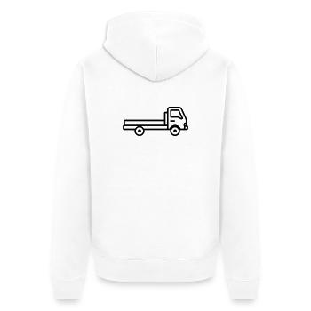 Lkw - Unisex Premium Bio Zip Hoodie - Weiß - Hinten - Thijin (182cm)