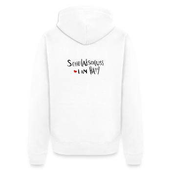 Schulabschluss  i am happy - Unisex Premium Bio Zip Hoodie - Weiß - Hinten - Thijin (182cm)