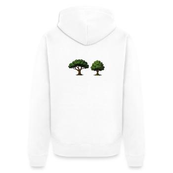 Baumduo Apfelbaum im Gleichgewicht - Unisex Premium Bio Zip Hoodie - Weiß - Hinten - Thijin (182cm)